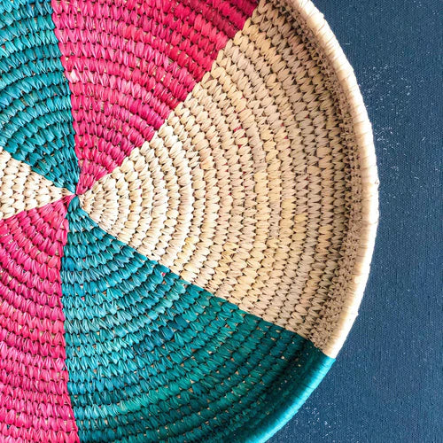 Red & Green Sabai Handwoven Grass Tray